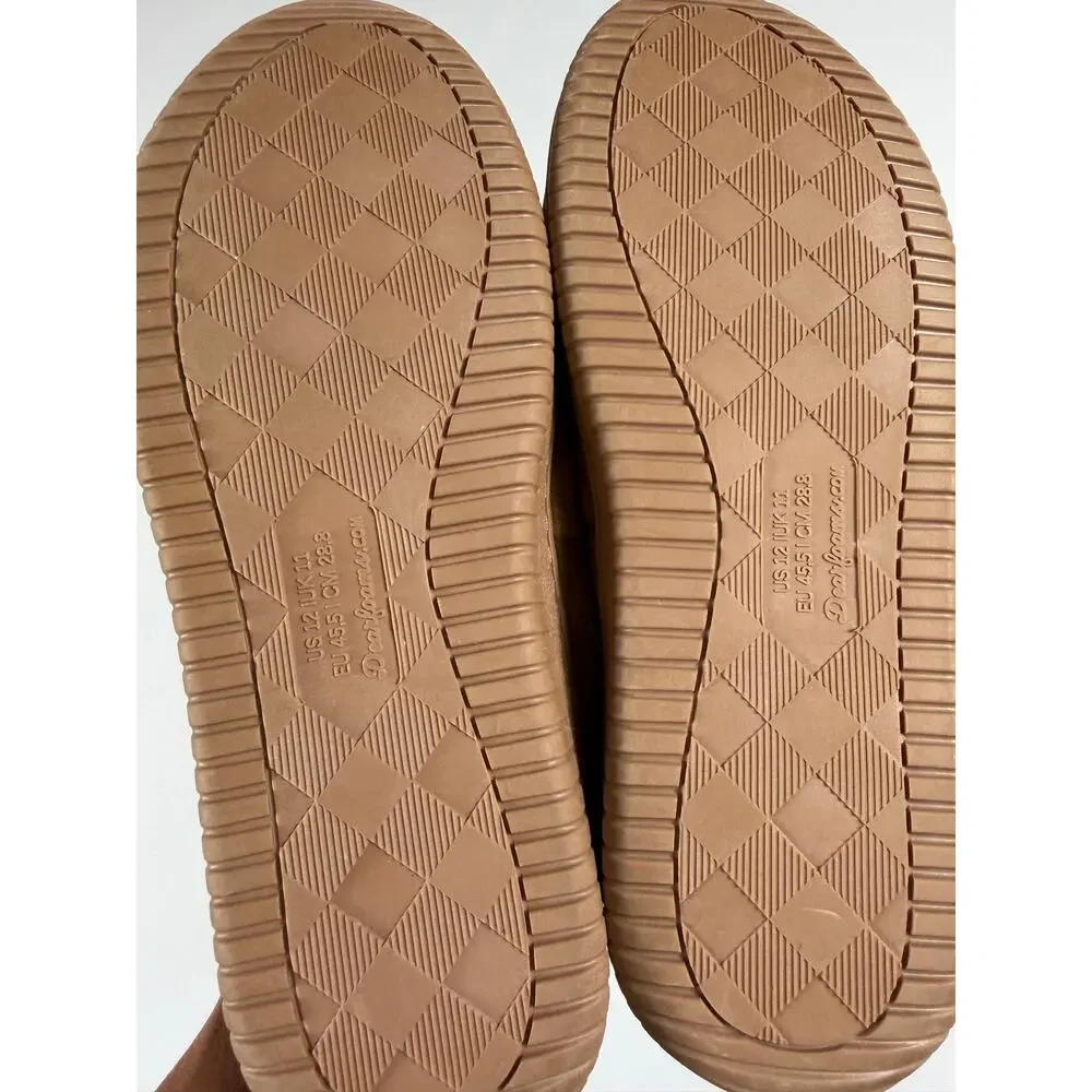 NEW Dearfoams Deluxe Genuine Suede Shearling Slippers Chestnut Size 12